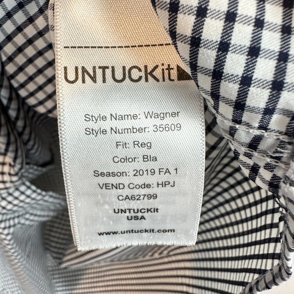 UNTUCKit Button Up Shirt Mens Size Large White Black Check Long Sleeve Collared - Picture 6 of 10